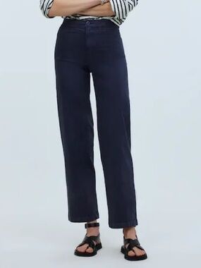 Madewell The Emmett Wide-Leg Crop Pant: Welt Pocket Edition in Navy Size 29